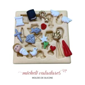 Molde de Silicone para Artesanato Micro Acessórios Santinhos - 0,5 a 2 cm