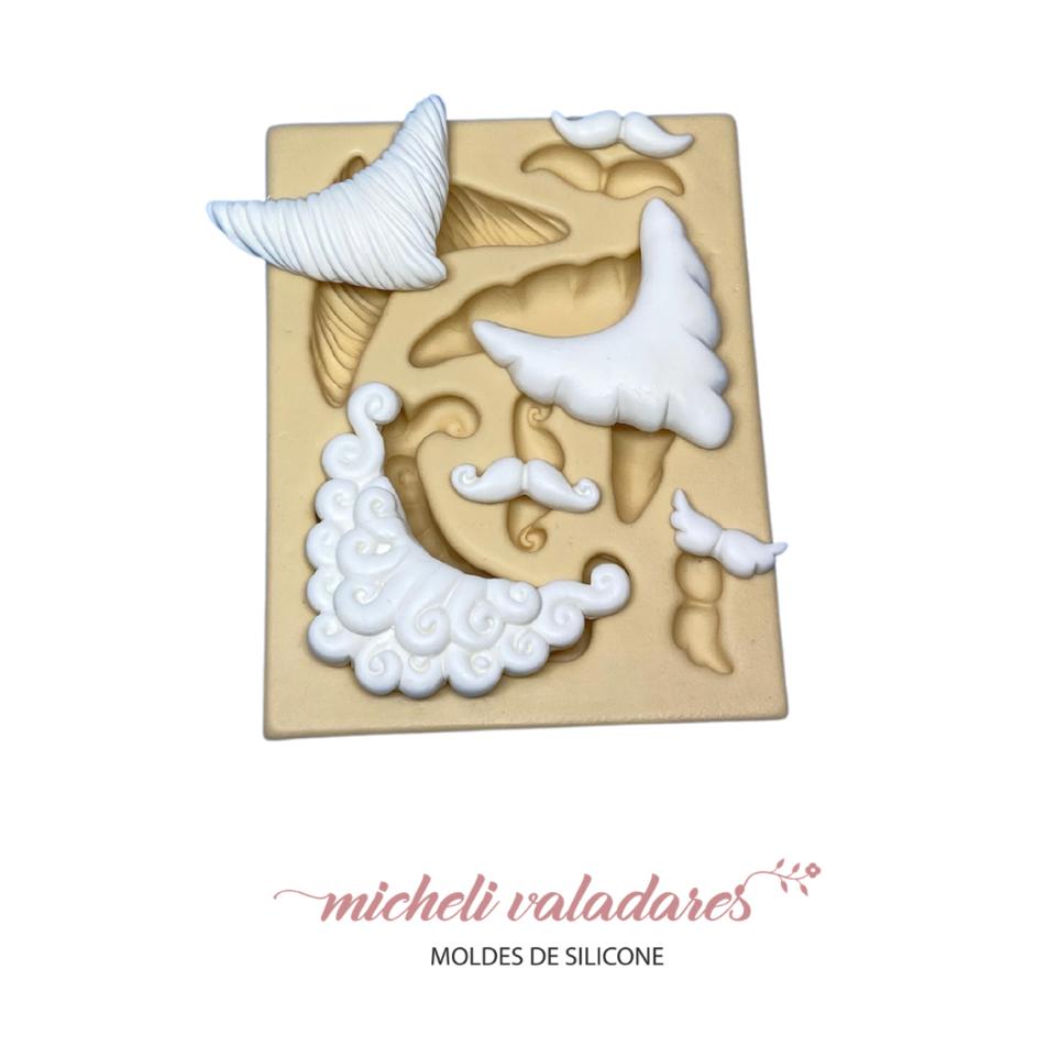 Molde de Silicone para Artesanato Barbas Papai Noel M - 4 a 5 cm