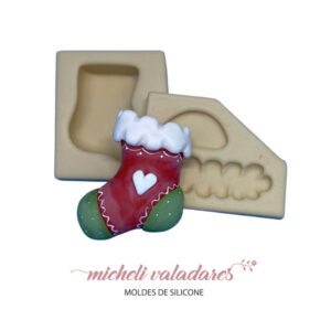 Molde de Silicone para Artesanato Meia Papai Noel - 6 cm