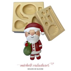 Molde de Silicone para Artesanato Papai Noel Fofo G - 11 cm