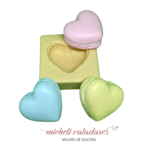 Molde de Silicone Macaron Coração - 3,2cm